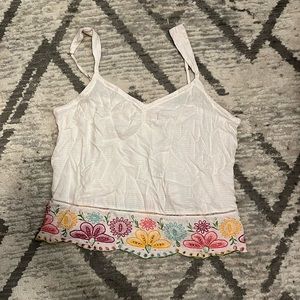 Anthropologie Pennbrooke Embroidered Sleep Cami, Floral Pajama Tank Top